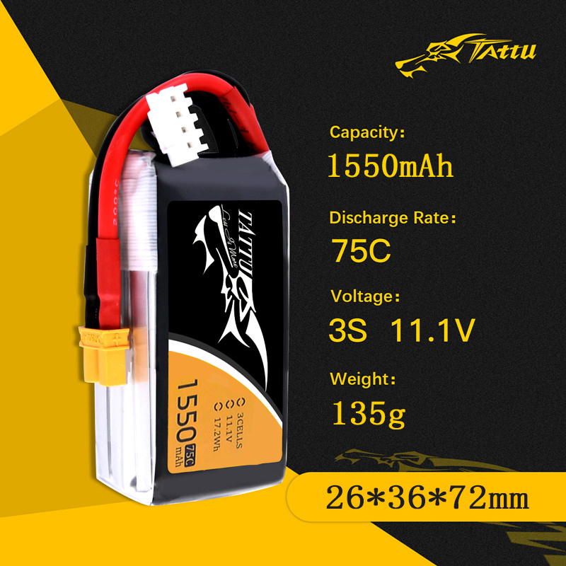 TATTU 3S 11.1V 1550mAh 75C LiP - Drone Battery 3S 리뷰 및 가격